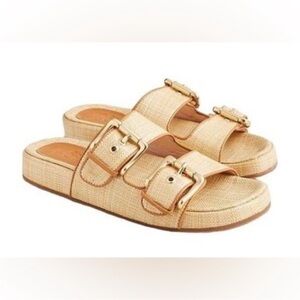 J.Crew Two Strap Buckle Woven Slides Sandals